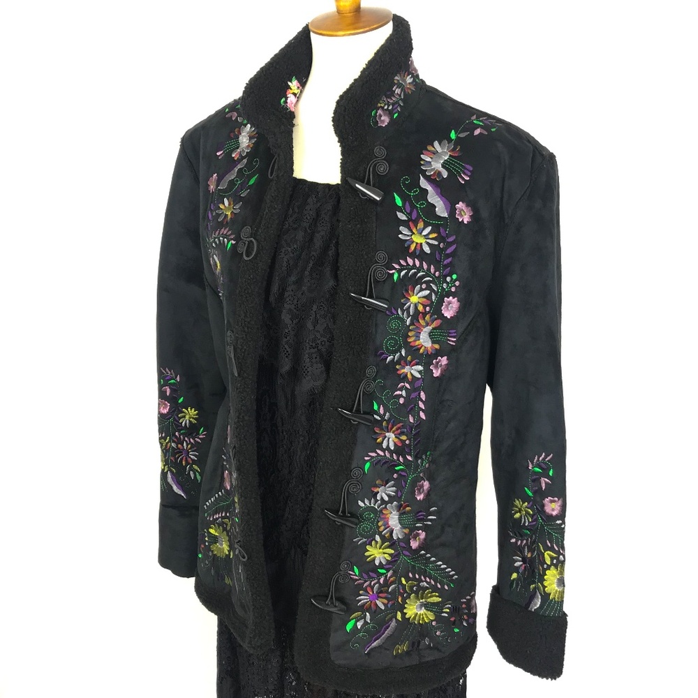 Anthropologie Black Embroidered Coat Lucee & Ethel